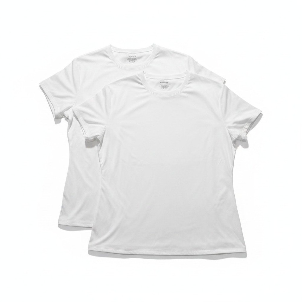PUMIEY 2XL White T-Shirt 2 Pack Womens Short Sleeve Athleisure Minimalist Casual